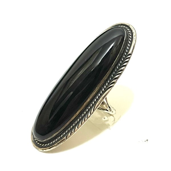 画像1: 50's　”NAVAJO”　SILVER × ONYX　RING (1)