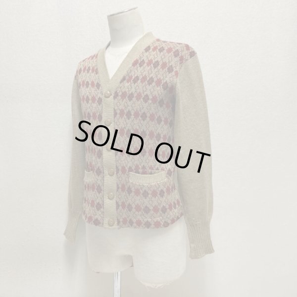 画像18: 30's "Lanb Knit"　Argyle PATTERN PANNEL　WOOL KNIT CARDIGAN (18)