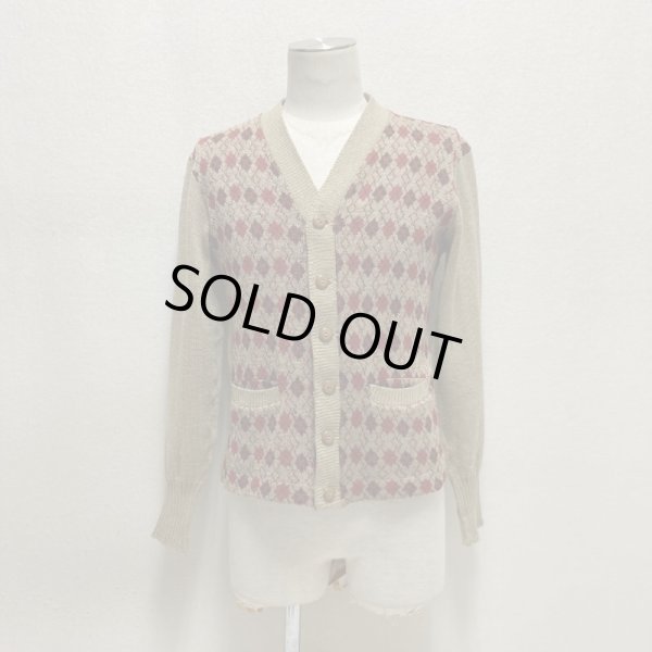 画像17: 30's "Lanb Knit"　Argyle PATTERN PANNEL　WOOL KNIT CARDIGAN (17)