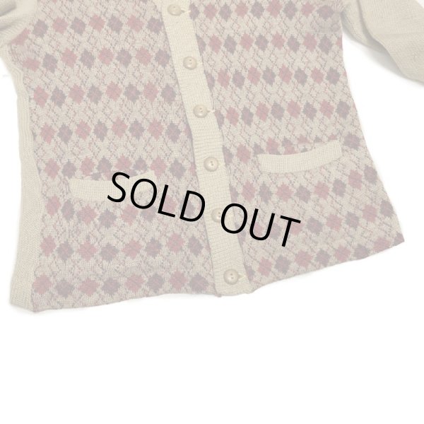 画像7: 30's "Lanb Knit"　Argyle PATTERN PANNEL　WOOL KNIT CARDIGAN (7)
