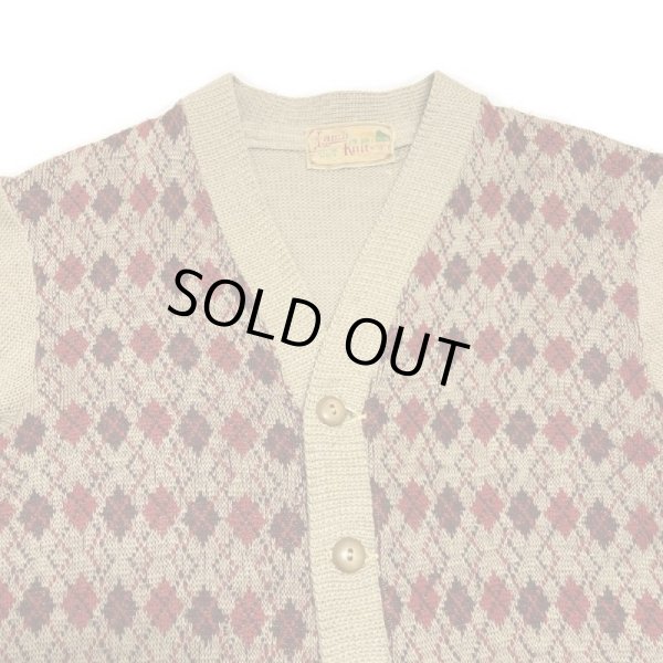 画像4: 30's "Lanb Knit"　Argyle PATTERN PANNEL　WOOL KNIT CARDIGAN (4)