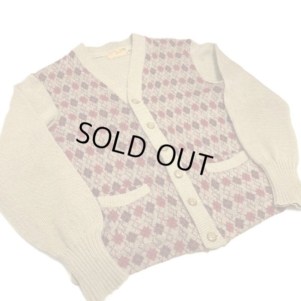 画像3: 30's "Lanb Knit"　Argyle PATTERN PANNEL　WOOL KNIT CARDIGAN (3)