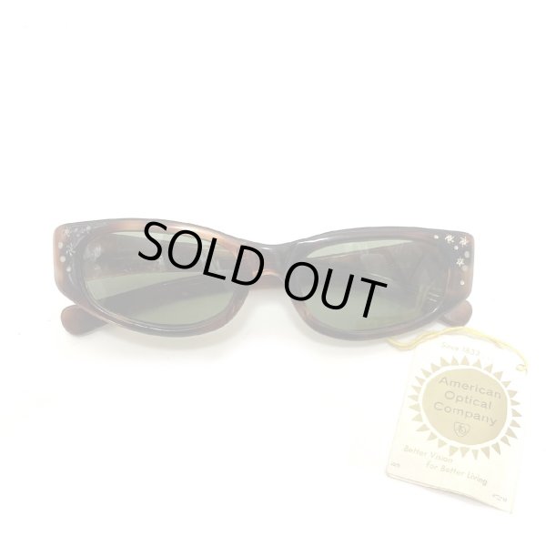 画像1: 50's DEAD STOCK フラッシャー付き　AMERICAN OPTICAL　CATS EYE SUNGLASSES (1)