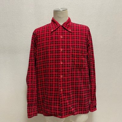 画像1: 50's PRINTED　CORDUROY SHIRTS　WITH　BUTTON DOWN COLLAR　台襟なし