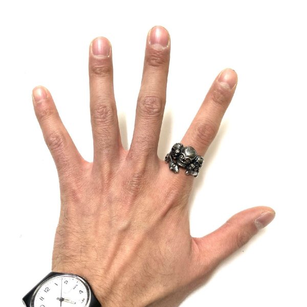 画像11: around 50's   ”9 SKULLS & 2 SNAKES”   motif 　SILVER RING (11)