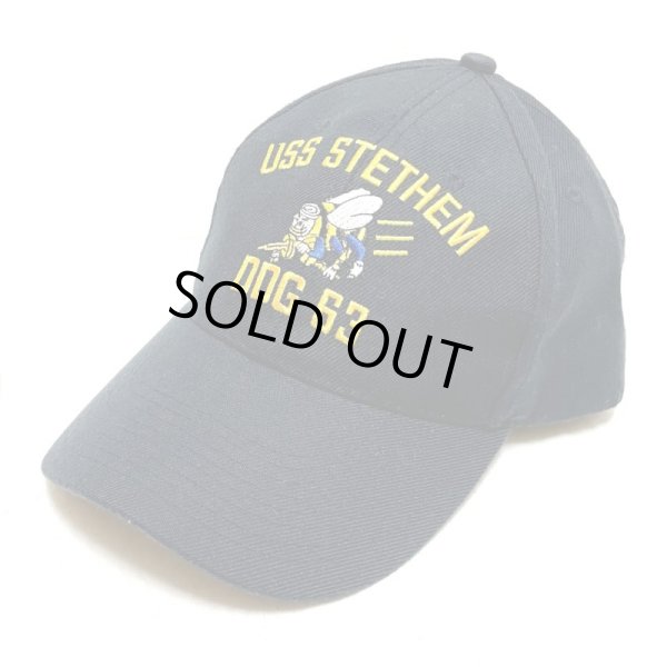 画像1: around 90's DEAD STOCK　”USS STETHEM　DOG 63”　「U.S.NAVY　SEABEES」　MILITARY CAP (1)