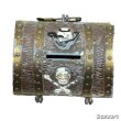 画像2: 50's "E.J.KAHN CO."　METAL　PIGGY BANK　WITH　SKULL & CROSSBONES　AND　PIRATES　WITH　OLD　PINS　very collectable !! (2)