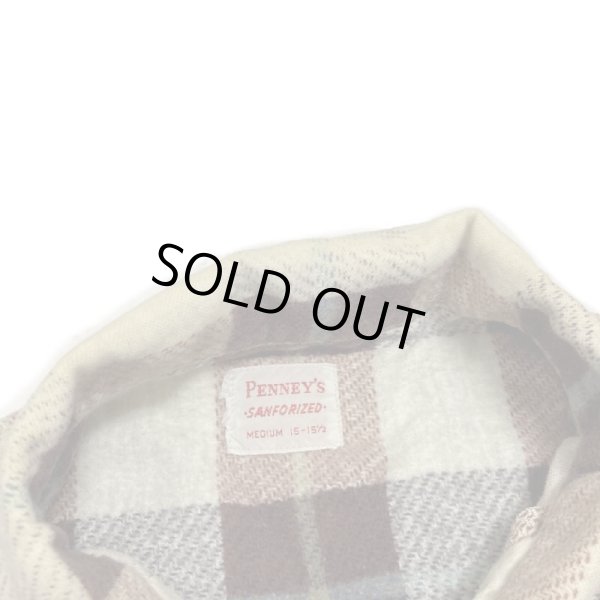 画像15: 50's "PENNEY'S" PRINTED LIGHT COTTON FLANNEL SHIRTS (15)
