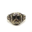 画像1: ”BULLDOG” MOTIF BRASS RING WITH GREEN EYES　11号　(6) (1)