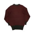 画像2: 〜30’s CREW NECK HEAVY KNIT WITH FELT PATCH　BURGUNDY×BLACK (2)