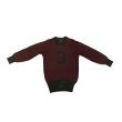 画像3: 〜30’s CREW NECK HEAVY KNIT WITH FELT PATCH　BURGUNDY×BLACK (3)