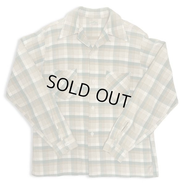 画像1: 40's OPEN COLLAR COTTON HEAVY FLANNEL SHIRTS (1)