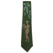 画像1: 50's PINUP GIRL HAND　PAINTED TIE　DARK GREEN (1)