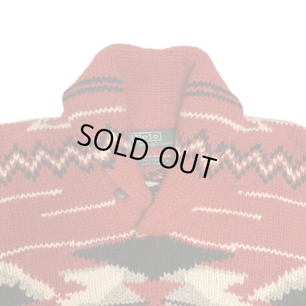 画像5: RALPH LAUREN NATIVE PATTERN SHAWL COLLAR WOOL KNIT (5)